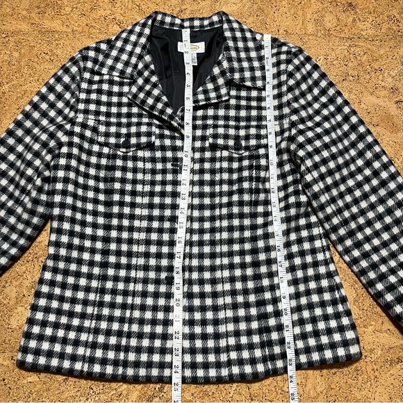 Talbots Wm’s Wool Blend Gingham Buffalo Plaid Black & White Button Jacket Sz 10P - Picture 15 of 16